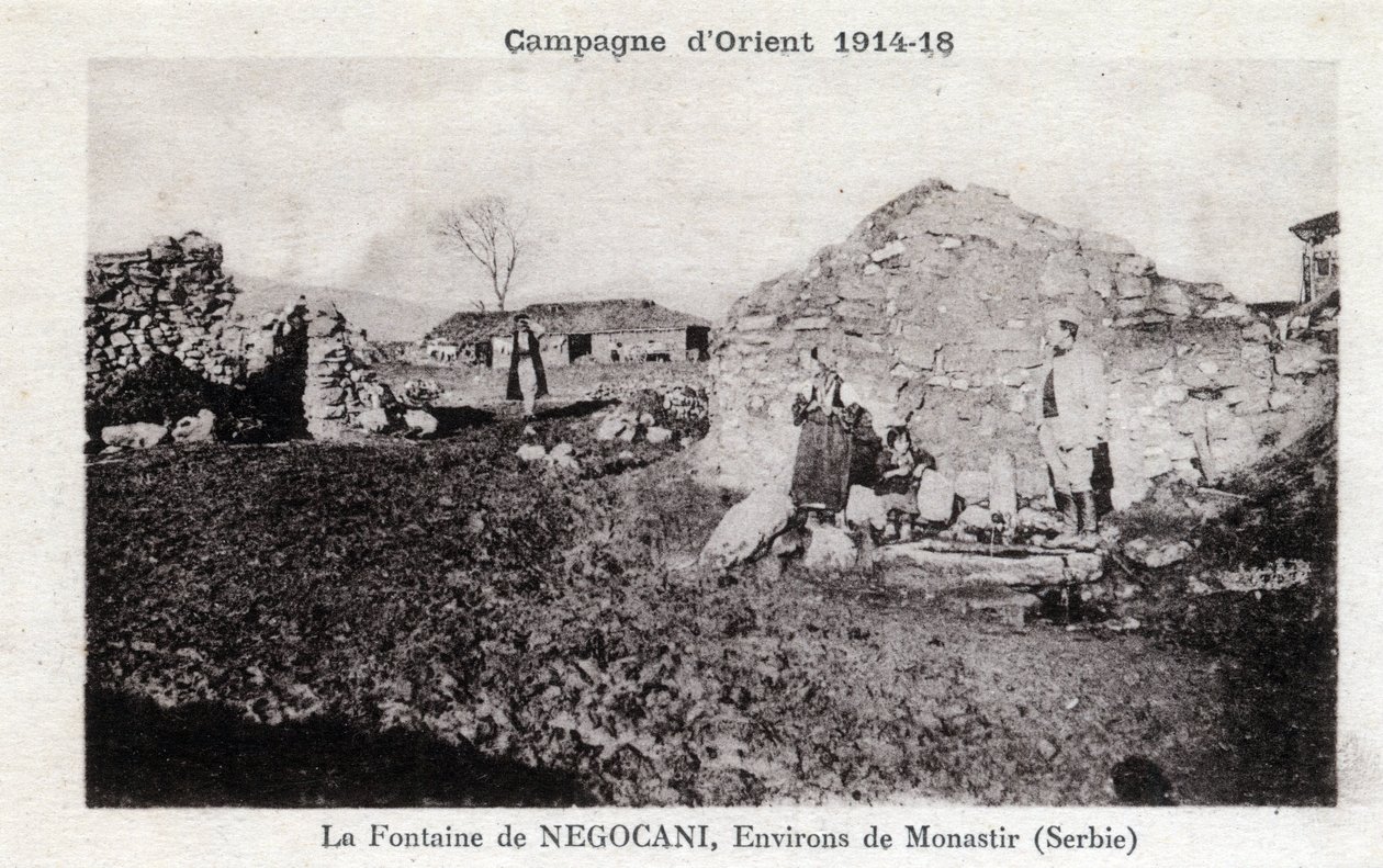 Első világháború (1914-1918) – Keleti hadjárat: Negocani-kút Szerbiában (jelenleg Macedoine) – Képeslap alkotó: William M. Timlin