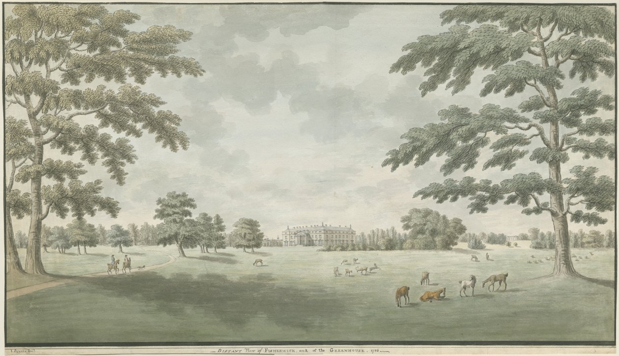 Fisherwick Hall: akvarell rajz, 1786 alkotó: Unbekannt
