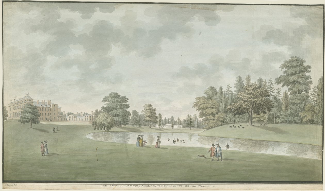 Fisherwick Hall: vízfestmény, 1786 alkotó: Unbekannt