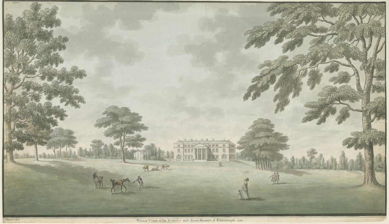 Fisherwick Hall: vízfestmény, 1786 alkotó: Unbekannt