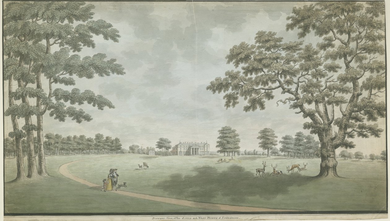 Fisherwick Hall: vízfestmény, nd [1786] alkotó: Unbekannt