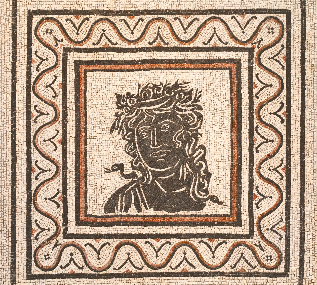 Padlómozaik egy évszak képével a központban, Kr.u. III. század, Római Nemzeti Múzeum (museo nazionale romano), Róma, Olaszország alkotó: Unbekannter Künstler