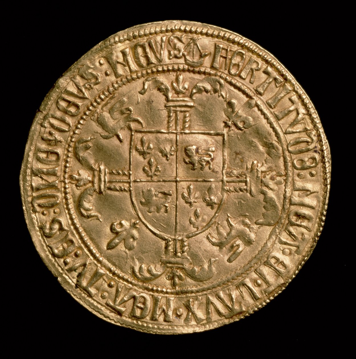 Francia Károly, Aquitánia hercege (1433-1477) Or-erődje hátoldalon címerrel, Bordeaux-ban ütve alkotó: Unbekannt