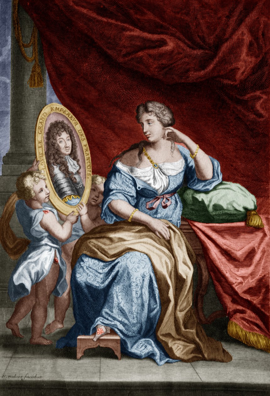 Francoise de Rochechouart de Mortemart Montespan márki (1641-1707), az úgynevezett Athenais, XIV. Lajos francia király szeretője, metszet, színezett dokumentum. alkotó: Unbekannter Künstler