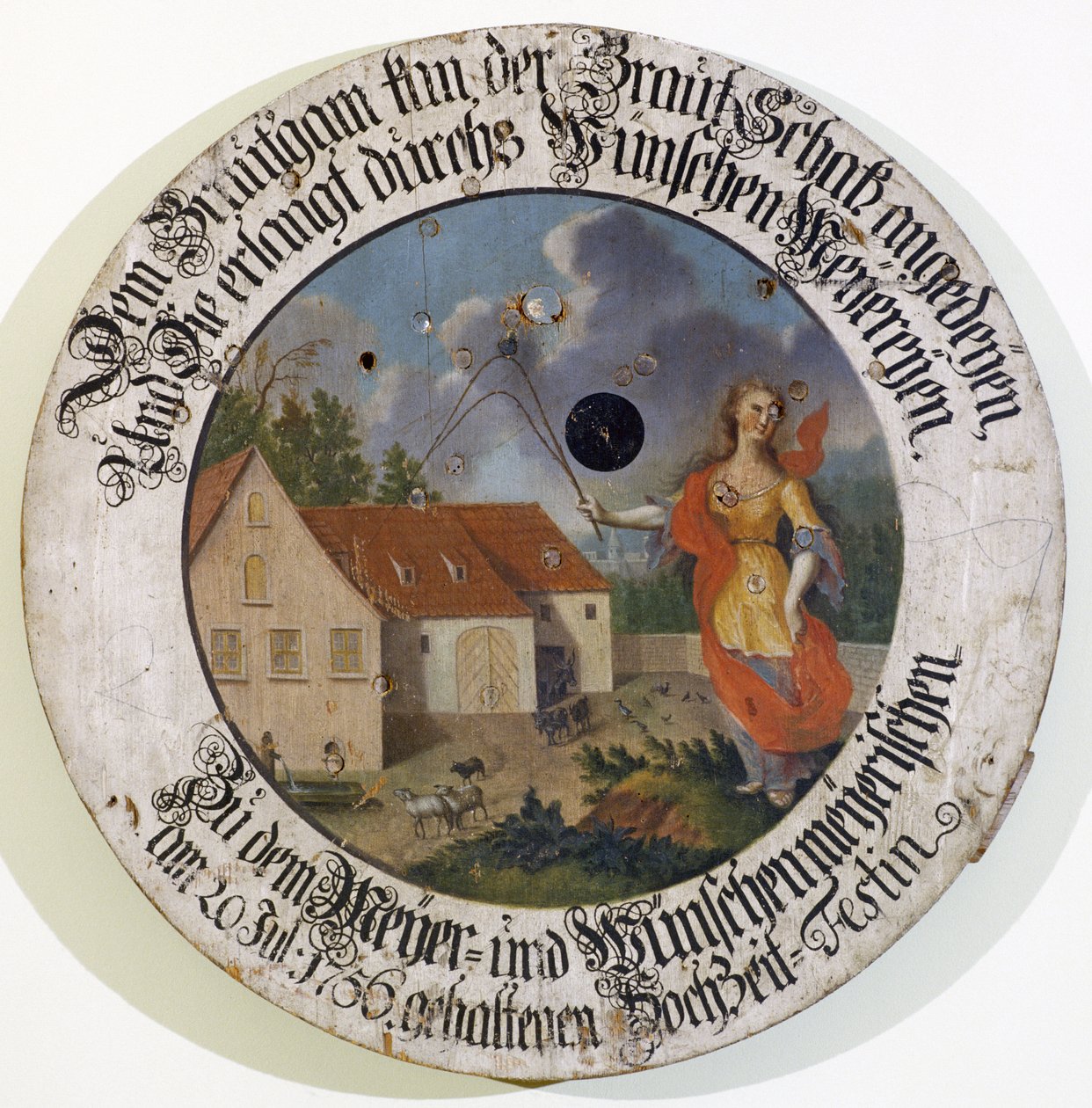 Frank Múzeum Feuchtwangen Közép-Frank Bajorország Németország lövész céltábla gyűjtemény esküvői célpont 1756-ból Fortune istennővel alkotó: Unbekannt