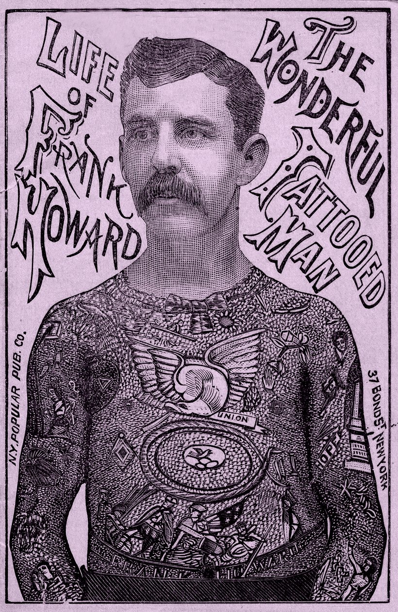 Frank Howard, a csodálatos tetovált férfi, 1900 körül (színes litó) alkotó: Unbekannt