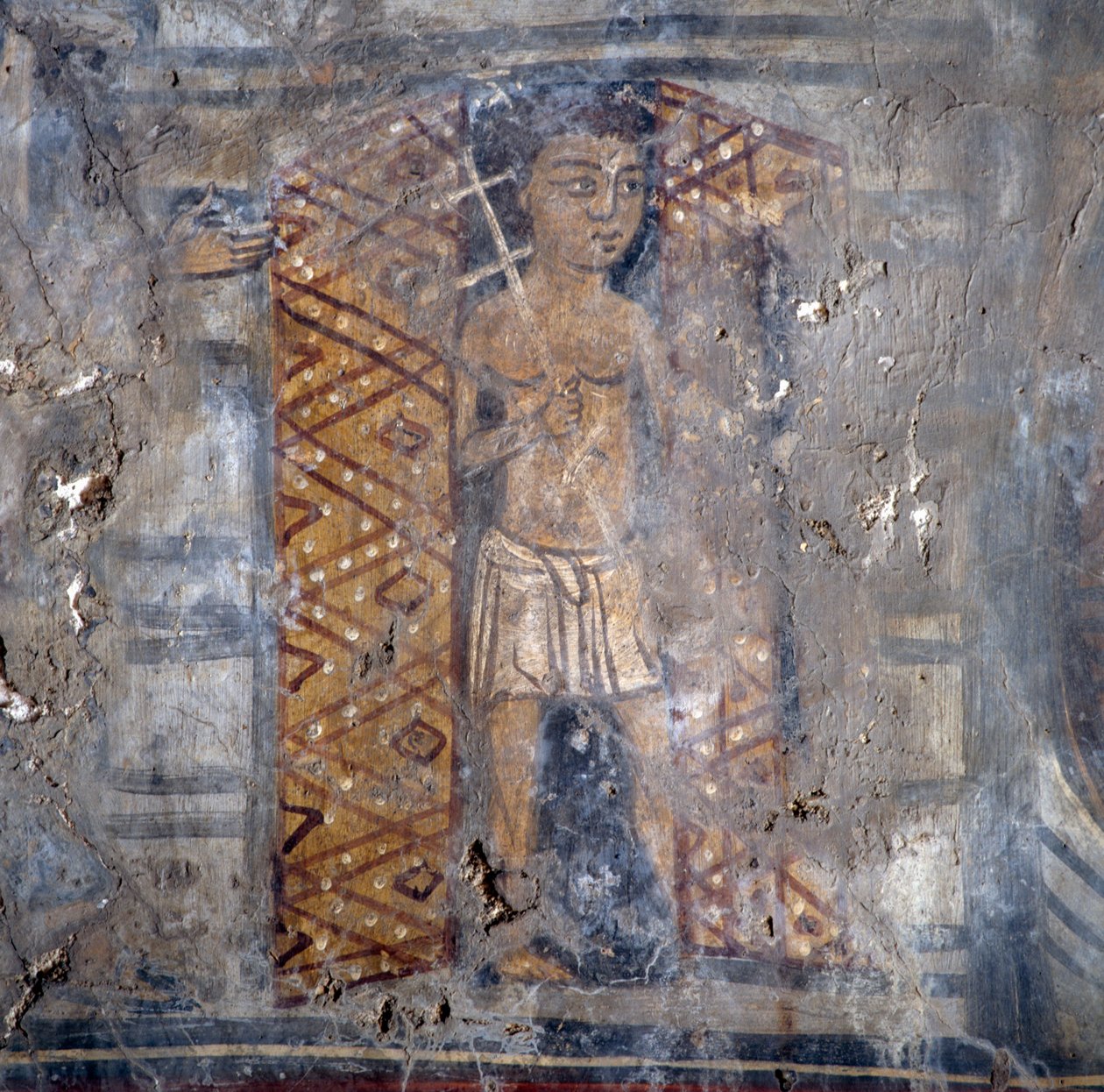 Freskó az Agios Georgios templomban, Plemeniana, Kréta, Görögország (fotó) alkotó: Theodore Charles Ange Coquelin