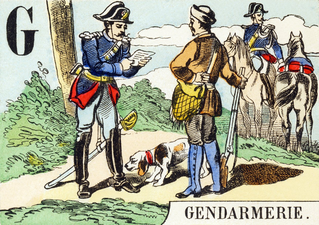 G : Csendőrség – A vadászábécé, 1890 körül (metszet) alkotó: Unbekannt