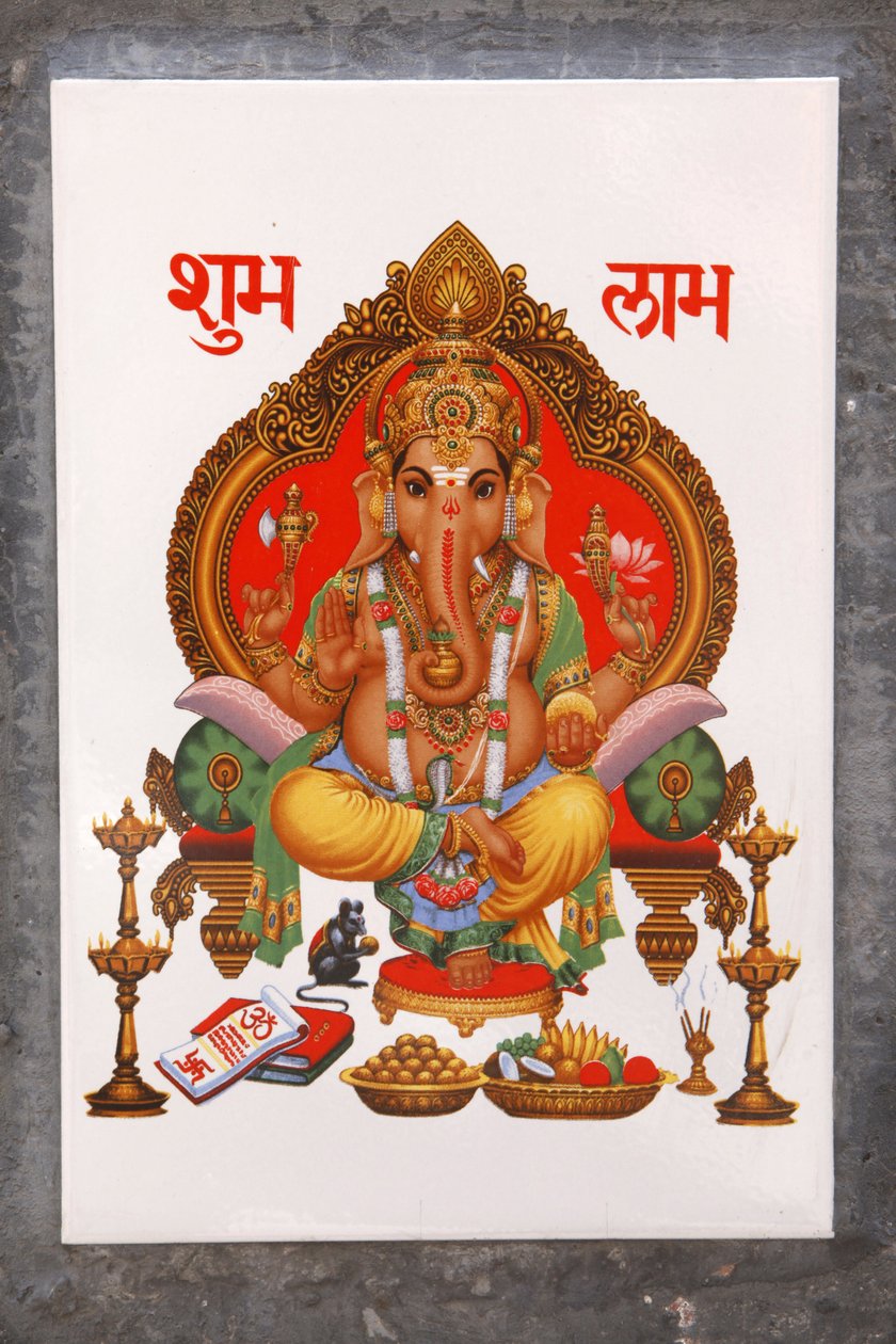 Ganesh kép egy kerámialapon, Rishikesh, India alkotó: Unbekannt