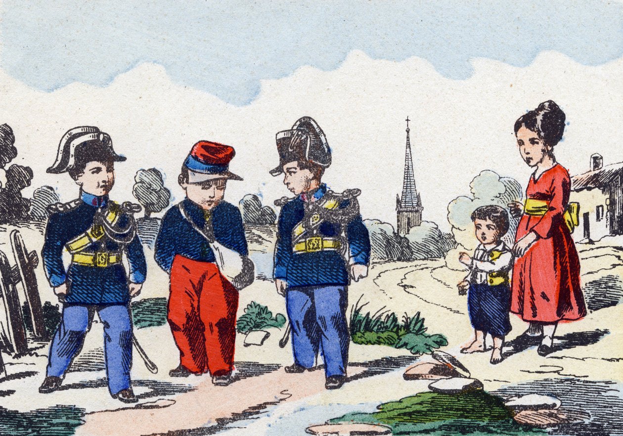 csendőrök. Metszet „Gyermek katonai ábécéjébe”. Pont-a-Mousson képei, 1890 körül. 20 oldal. Nap: 28,5x21 cm alkotó: Unbekannt