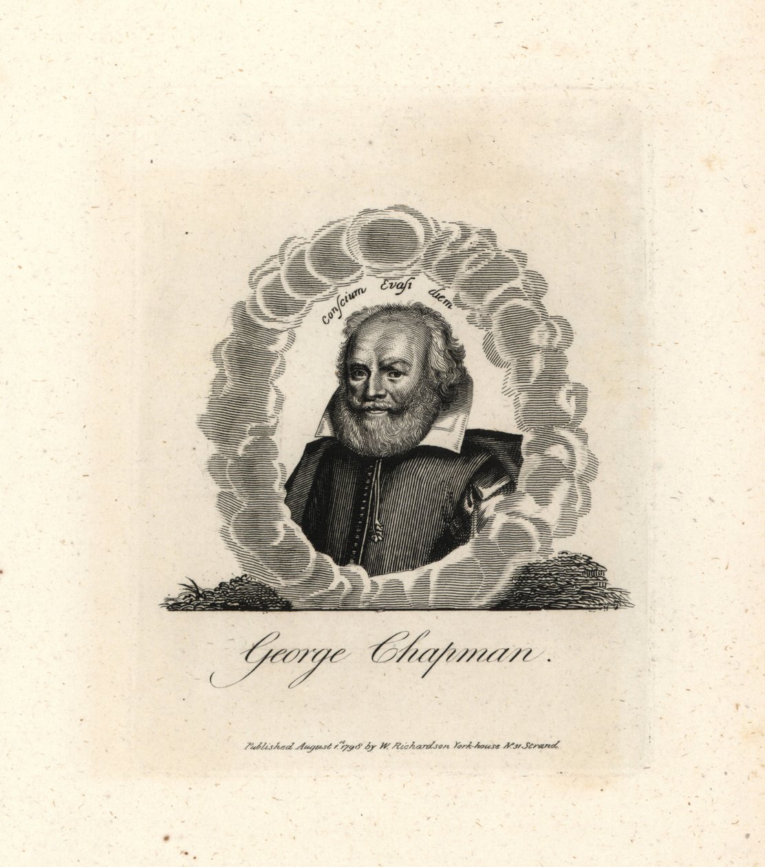 George Chapman angol drámaíró, műfordító és költő, meghalt 1634-ben. Rézmetszet William Richard Portraits Illustrating Granger