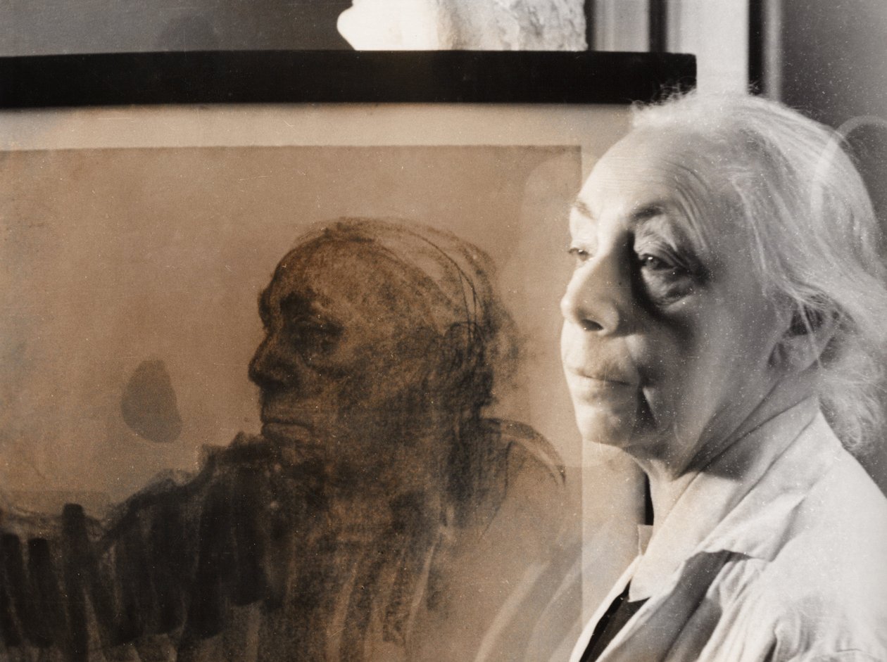 German painter, graphic artist and sculptor Kaethe Kollwitz, Germany around 1940 (b/w photo) alkotó: Unbekannter Künstler