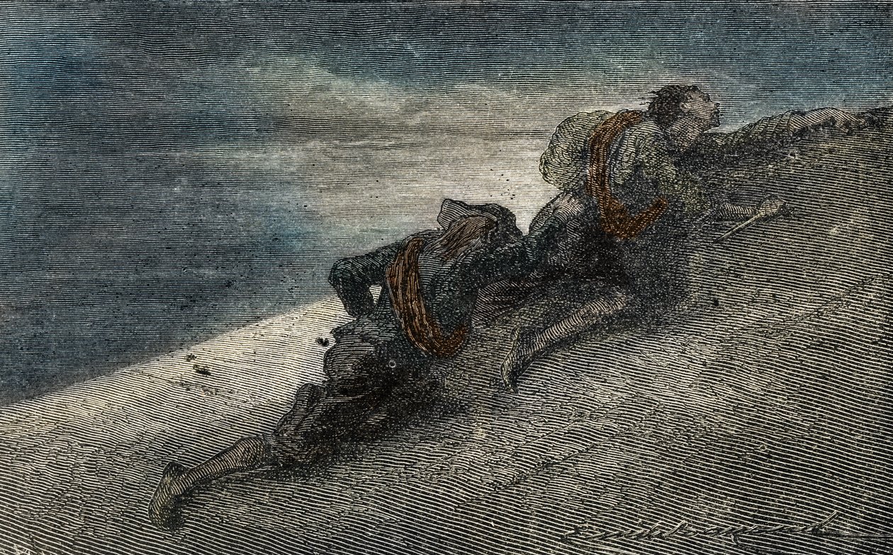 Giacomo Casanova és Marin Balbi megszöknek a velencei Prison des Plombs-ból úgy, hogy alagutat ásnak a cellában alkotó: Unbekannter Künstler