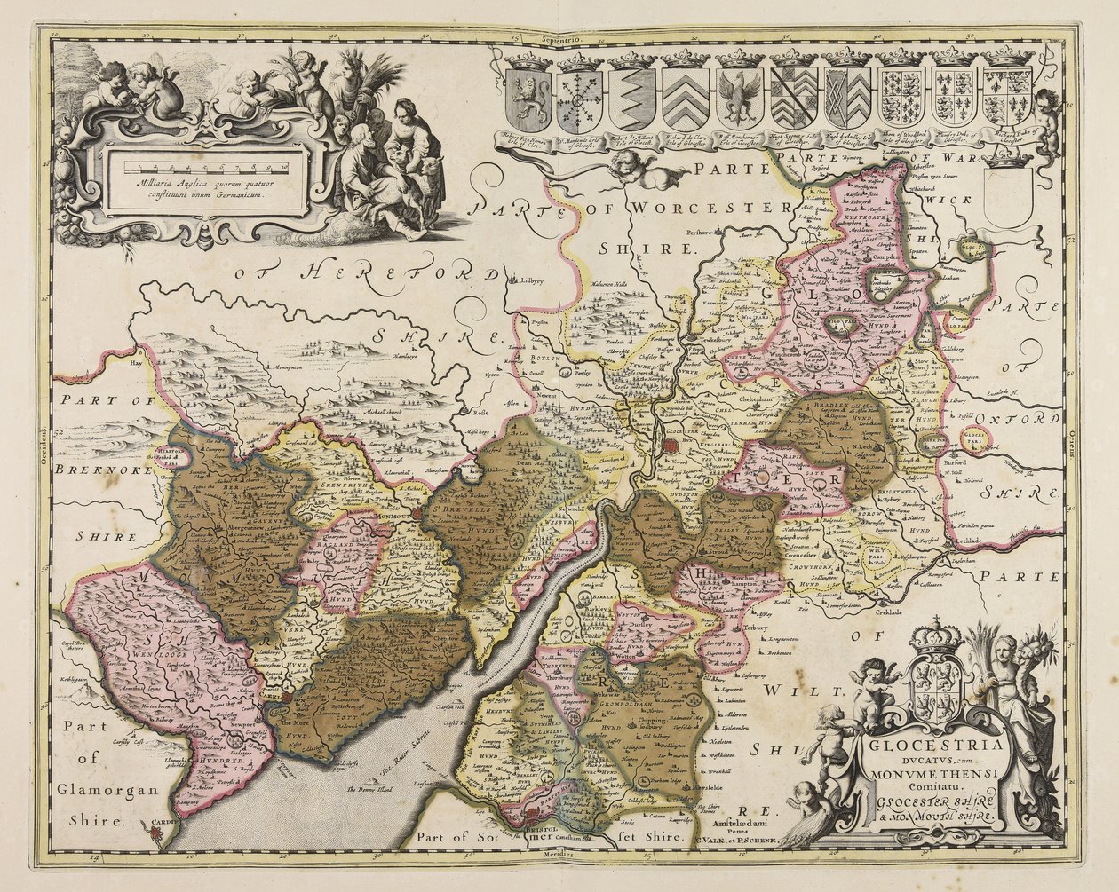 Glocestria ducatus cum Monumethensi comitatu  Glocester Shire amp; Monmouth Shire alkotó: Unbekannter Künstler