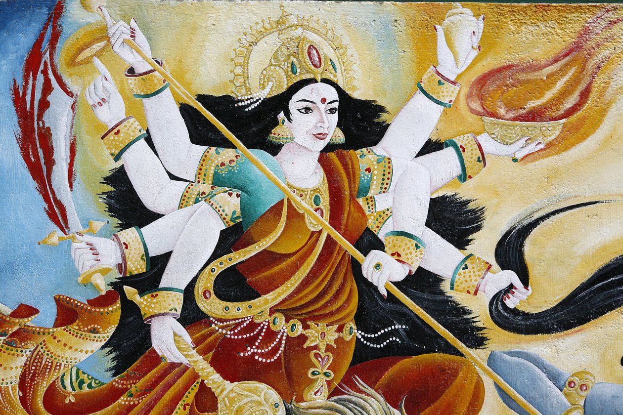 Durga istennő legyőzi a gonoszt, Katmandu, Nepál alkotó: Unbekannt