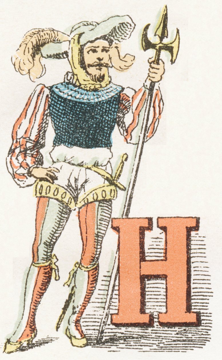 H - Hallebardier - Gyermek ábécé, Gordinne 1920 kiadás (metszet) alkotó: Unbekannt