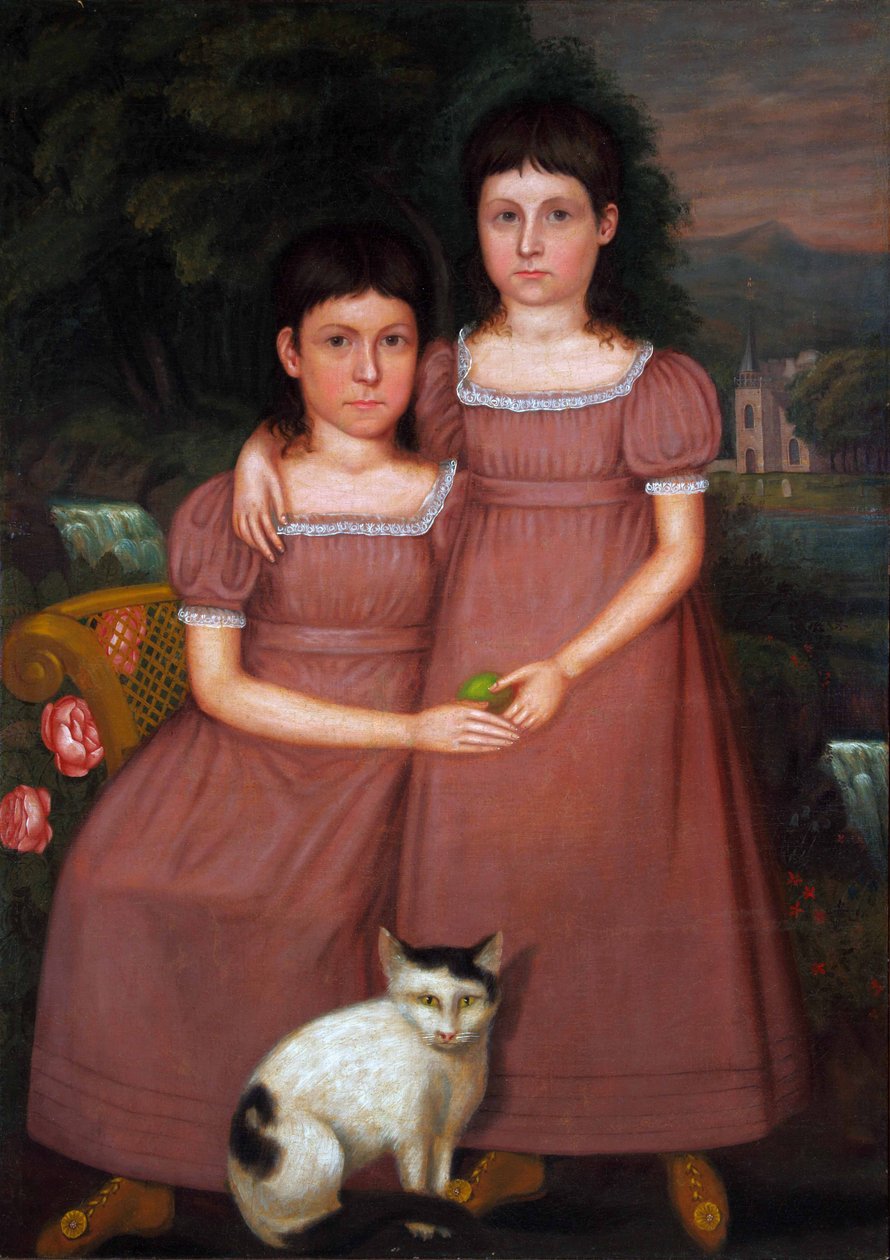 Hamilton Sisters with Cat 1825 (Olaj, vászon) alkotó: Unbekannter Künstler
