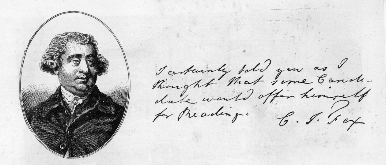 Charles James Fox kézírása és aláírása (toll és tinta papíron) alkotó: Unbekannt