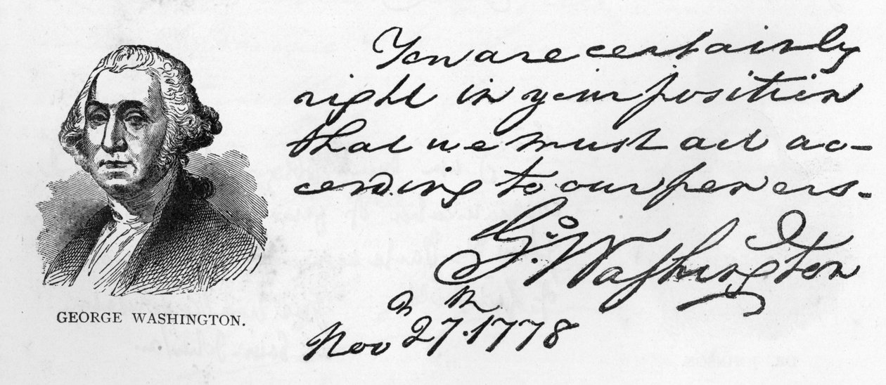 George Washington kézírása és aláírása Washington télen a hadsereggel kapcsolatos terveiről szóló levélből, amelyet Fredericksburgban írt Morris kormányzónak, november 27-én alkotó: Unbekannt