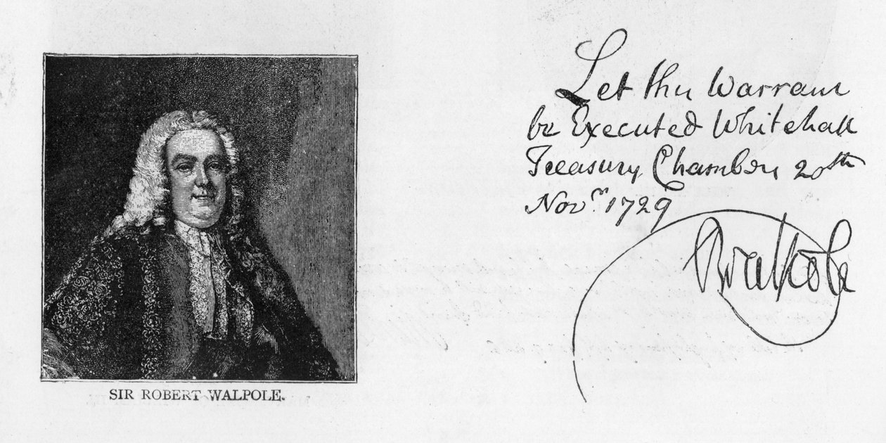Sir Robert Walpole kézírása és aláírása alkotó: Unbekannt