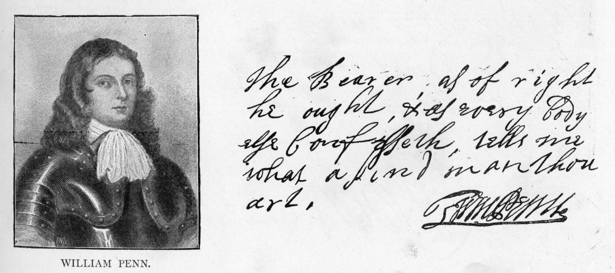 William Penn kézírása és aláírása Sir Robert Southwellnek írt levélből alkotó: Unbekannt