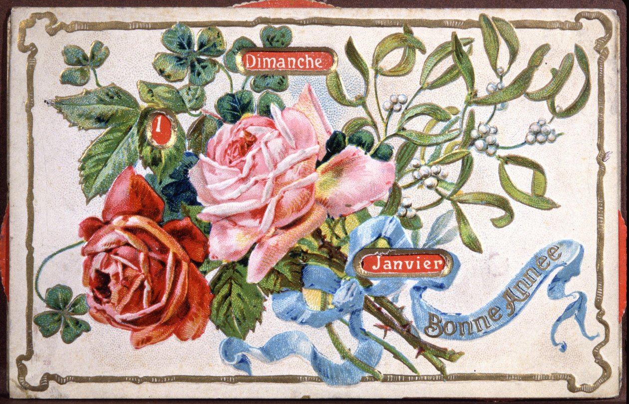 Happy Year Flowers, 20. század eleje (képeslap) alkotó: Unbekannter Künstler