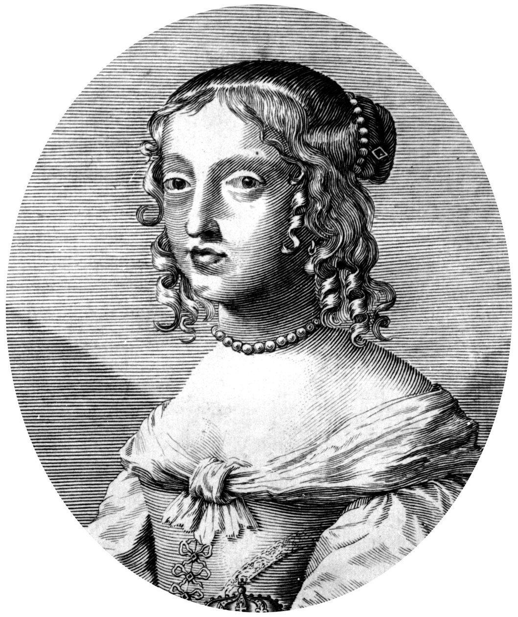 Henrietta Anna angol hercegnő és orleansi hercegné, I. Károly király lánya, Orleans-i Fülöp (XIV. Lajos francia király testvére) felesége, metszet. alkotó: Unbekannter Künstler