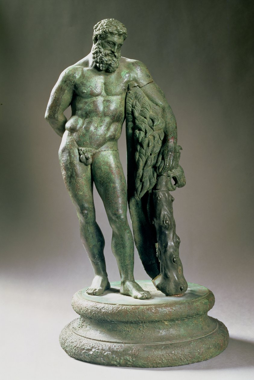 Nyugvó Héraklész (Herkules), Lysippos (Kr. e. 390-310. o.) Görög, Kr.e. 320 körül (bronz) eredeti példányának kicsinyített másolata alkotó: Unbekannt