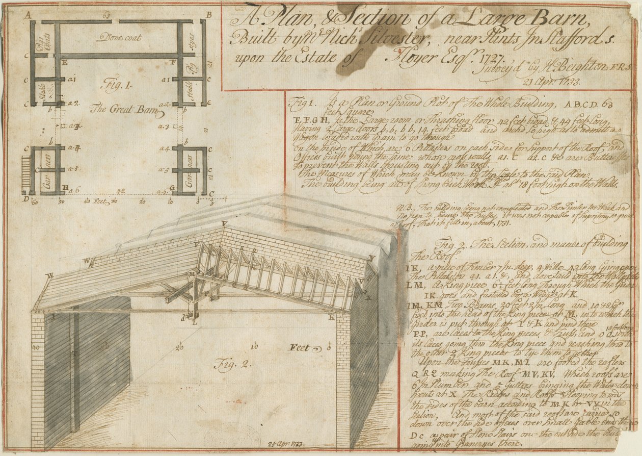 Tippek – Barn on the Floyer Estate: tollrajz, 1733. április 25. alkotó: Unbekannt