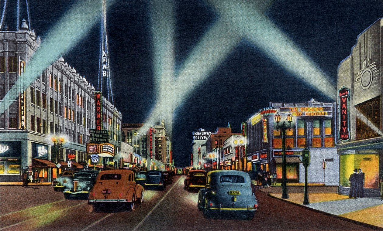 Hollywood boulevard at night California alkotó: Unbekannter Künstler