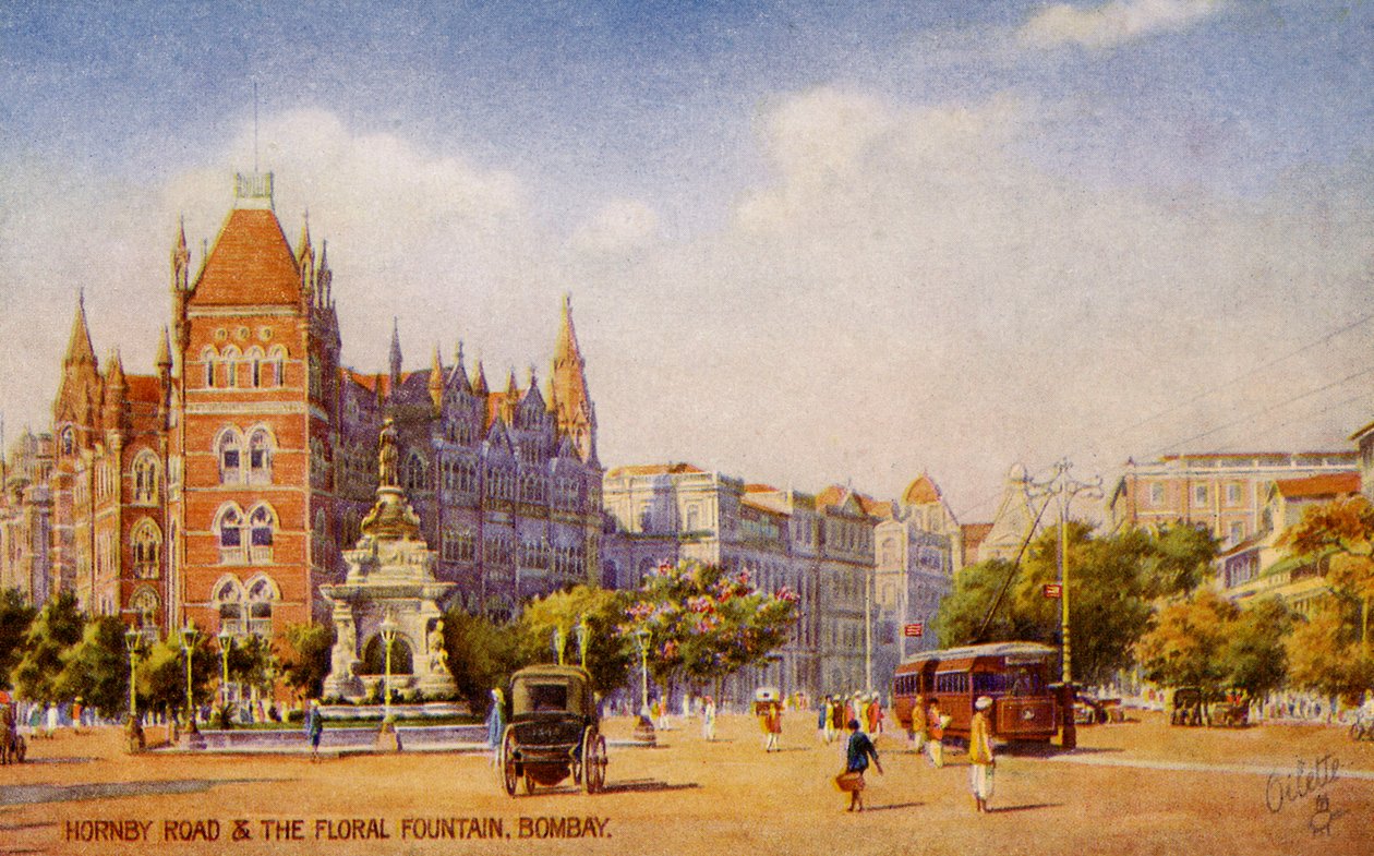 Hornby Road és a Virágos szökőkút, Mumbai (Bombay) alkotó: Unbekannter Künstler