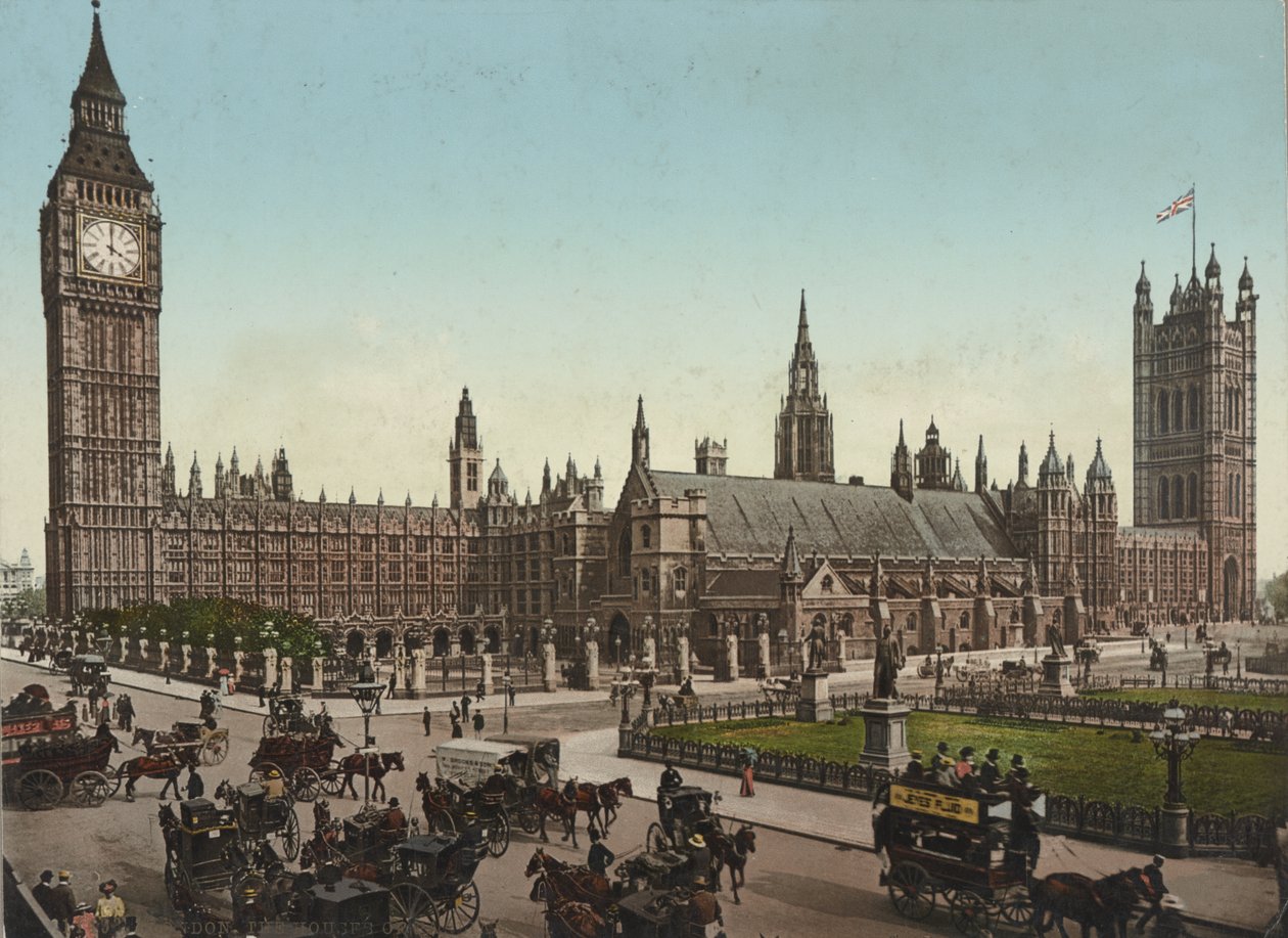 Houses of Parliament, London, 1890-1900 (fénykép-mechanikus nyomat) alkotó: Unbekannt