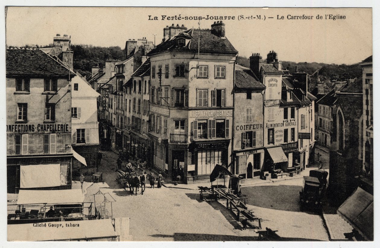 Ile de France, Seine et Marne (77), Ferte-sous-Jouarre (Ferte-sous-Jouarre): az egyház keresztútja - Képeslap 19. század vége – 20. század eleje alkotó: Unknown
