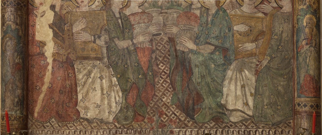 Belső. Északi átkelőhely. Oltár (Altar de las pinturas murales). Eredeti a főkápolnából. Falfestmények (freskó?). Részlet. 14. század vége. alkotó: Unbekannt