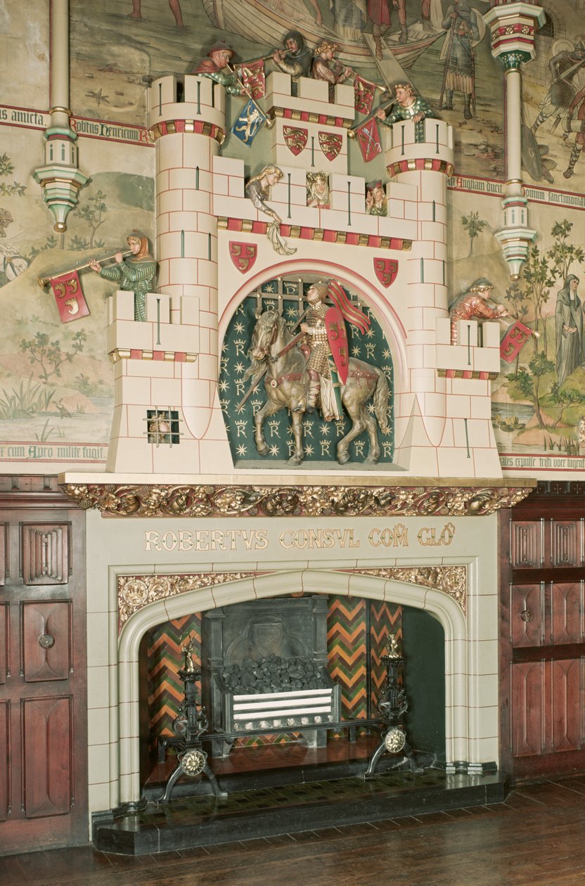Belső tér, kandalló részlete, Cardiff Castle, Wales, 1875 körül (fotó) alkotó: Unbekannt