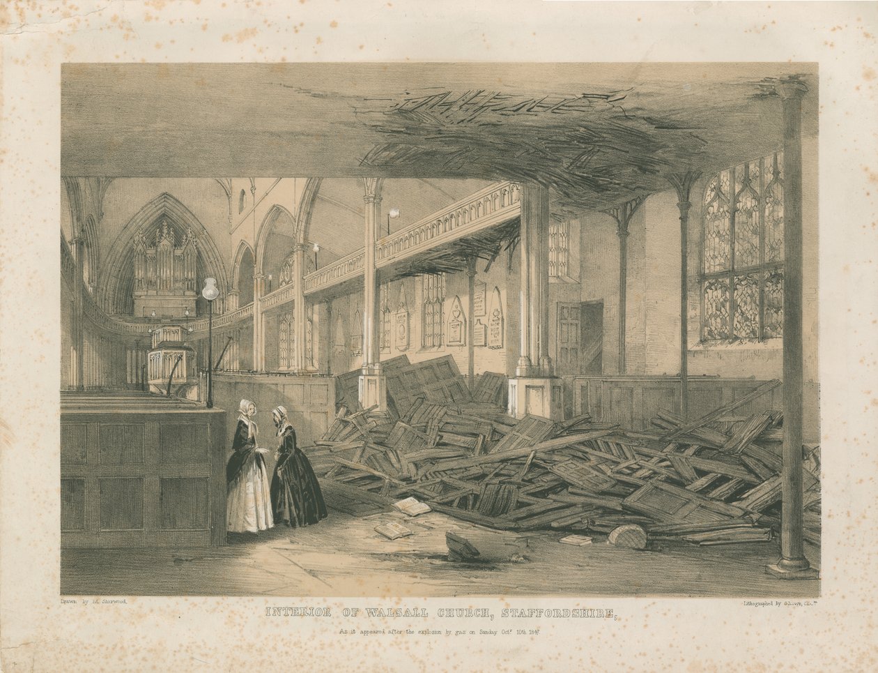 A Walsall templom belseje – színezett litográfia, [1847. okt.] alkotó: Unbekannt