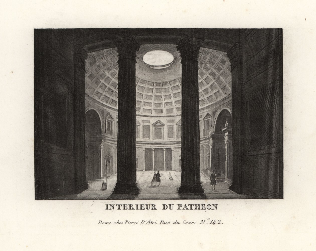 A Pantheon belseje a kazettás kupolával és az okulusszal, Róma alkotó: Unbekannt