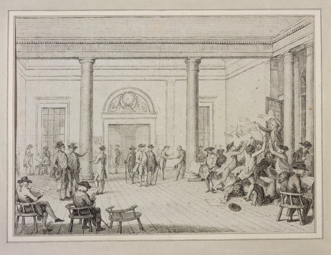 A tőzsde belseje, 1790 körül (rézkarc) alkotó: Unbekannt