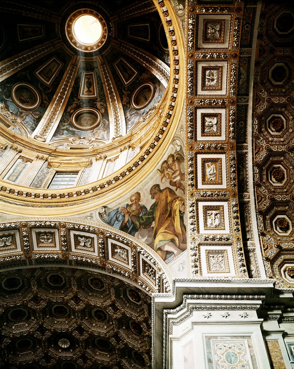 Belső nézet a római Szent Péter-bazilika (Basilica San Pietro) kupolájáról. Részlet. Michelangelo (Michelangelo) kezdte, Giacomo della Porta és Fontana fejezte be. Róma, Olaszország alkotó: Unbekannt
