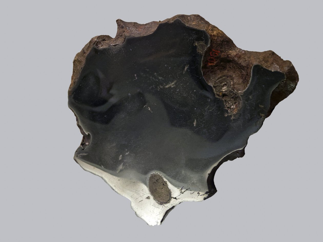 Vasmeteorit (IAB). Keressen egy Diablo-kanyont (USA) 1891-ben. Nemzeti Természettudományi Múzeum, Párizs. alkotó: Unbekannt
