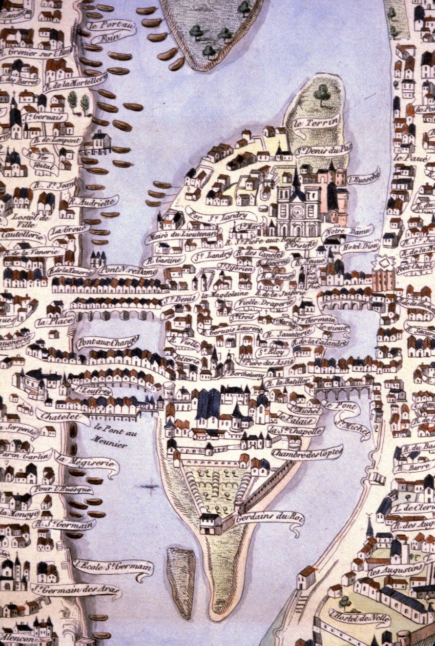 A város szigetének térképe, Párizs, 1540 körül (metszet) alkotó: Unbekannter Künstler