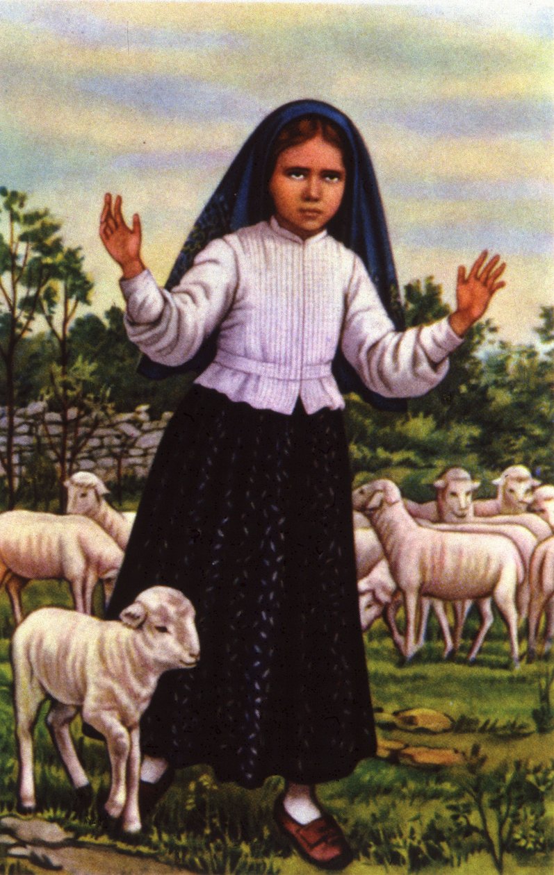 Jacinta, aki 1917-ben látta Szűz Máriát Fatimában, 1920-1930 körül (képeslap) alkotó: Unbekannter Künstler