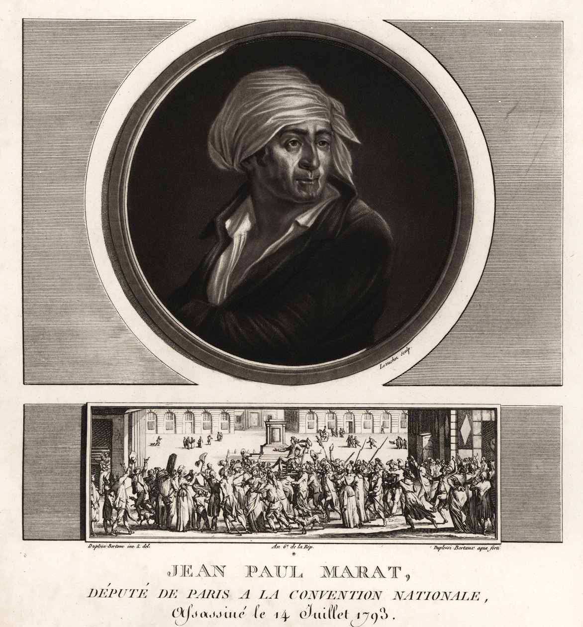 1793-ban meggyilkolták Jean Paul Marat-ot, Párizs helyettesét a Nemzeti Konventben alkotó: Unbekannt