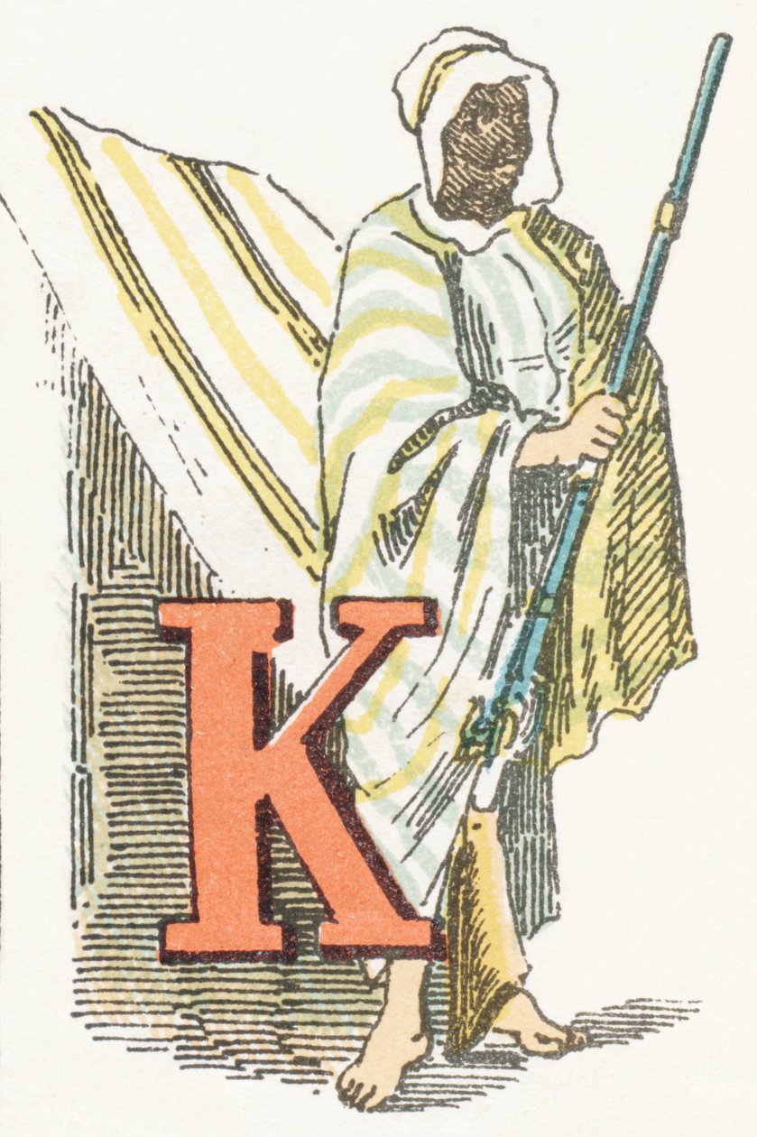 K - Kabyle - Childish Alphabet, Editions Gordinne 1920 (metszet) alkotó: Unbekannt