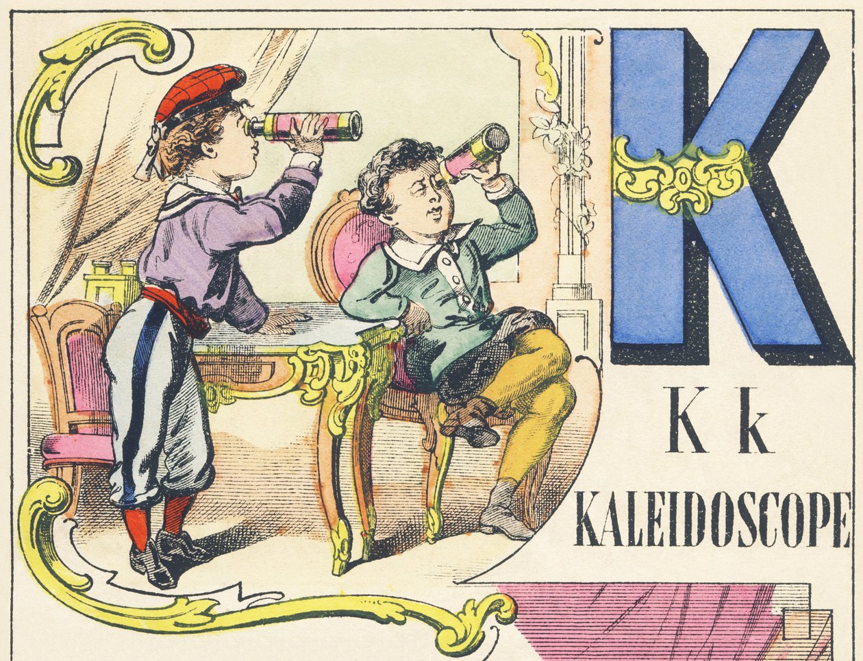 K : kaleidoszkóp – Játékábécé, 1890 körül (illusztráció) alkotó: Unbekannt