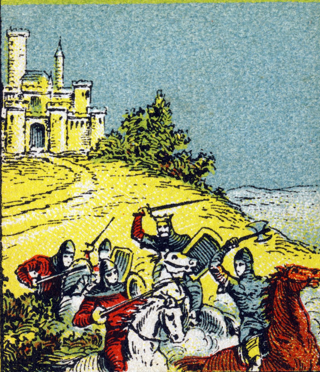 VI. Lajos király, Le Gros harcolt a királyság urainak kirablása ellen. Metszet a „Histoire de France”-ban. A Louit megbízásából kiadott reklámképsorozat, 24 rue d