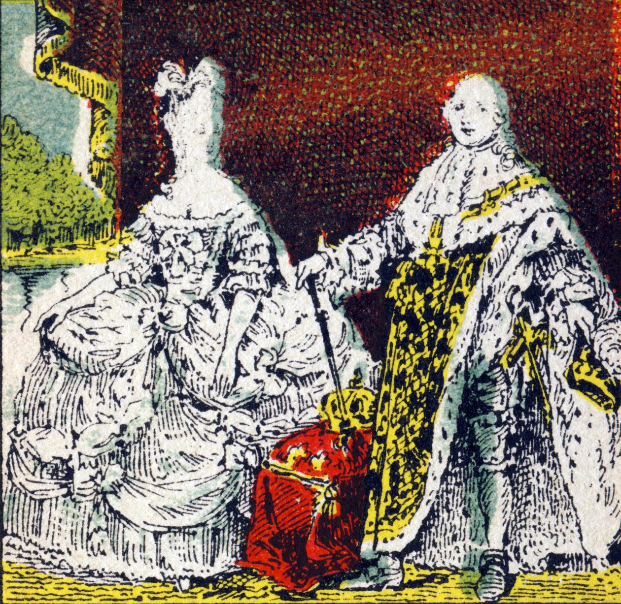 XVI. Lajos francia király és Marie Antoinette királyné. Metszet a „Histoire de France”-ban. A Louit megbízásából kiadott reklámképsorozat, 24 rue d