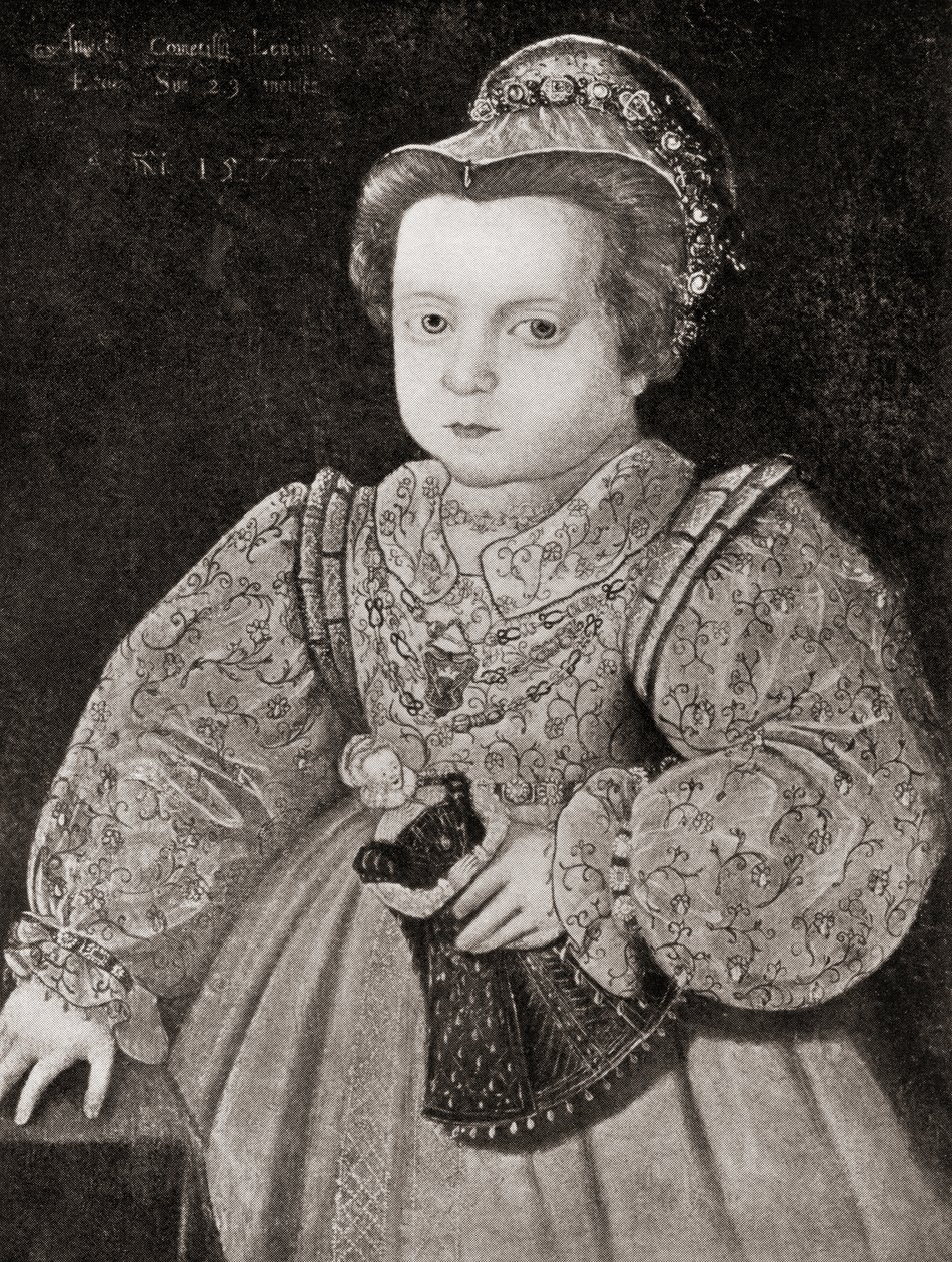 Lady Arbella Stuart gyerekként, a The Girl Through the Agesből, 1933-ban (litho) alkotó: Unbekannt