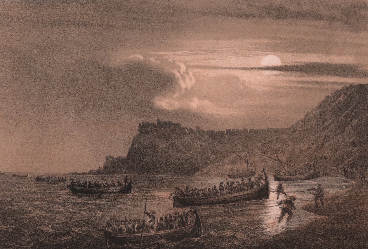 Garibaldi embereinek első flottája partra száll Fort Scillában, Calabriában alkotó: William M. Timlin