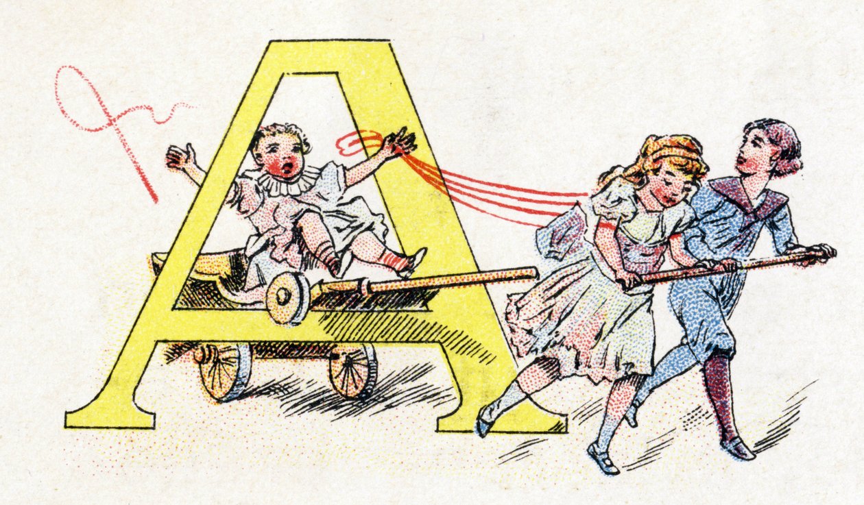 A betű: Hitch Fun. Phosphatine Falieres ábécéje. Metszés. Brevete ábécé S.G.D.G. Pierre Emile Falieres gyógyszerésztől. Kromolitográfiai illusztrációk, 19. század vége. 16 oldal. Mérete: 103x154 mm alkotó: Unbekannt